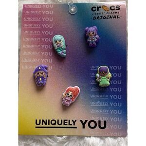 5 Pack Crocs Jibbitz Magic Girlies Purple Green Pink Wands Original NEW